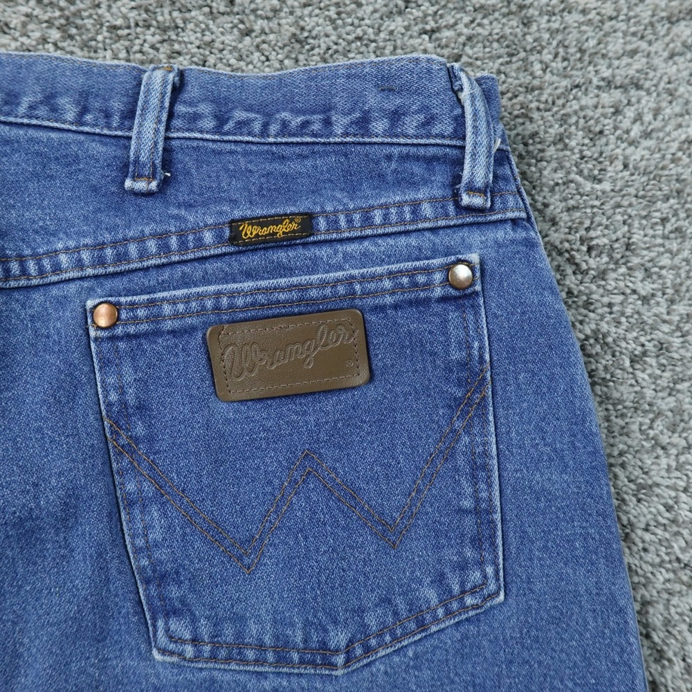 Wrangler Jeans Mens 38X30 Dark Blue Denim Pants Western Cowboy Cut Rodeo 13MWZ